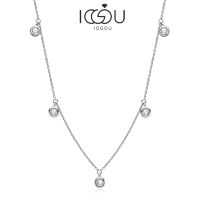 IOGOU Charm Choker Moissanite สร้อยคอเงินสเตอร์ลิง925 2.5มม.4มม. VVS1รอบ Moissanite สร้อยคอผู้หญิงเครื่องประดับ Fine