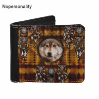 Nopersonality Man Wallet Dreamcatcher Wolf Design Leather Money Clip Male Foldable Purse Customized Coins Clutch for Husband