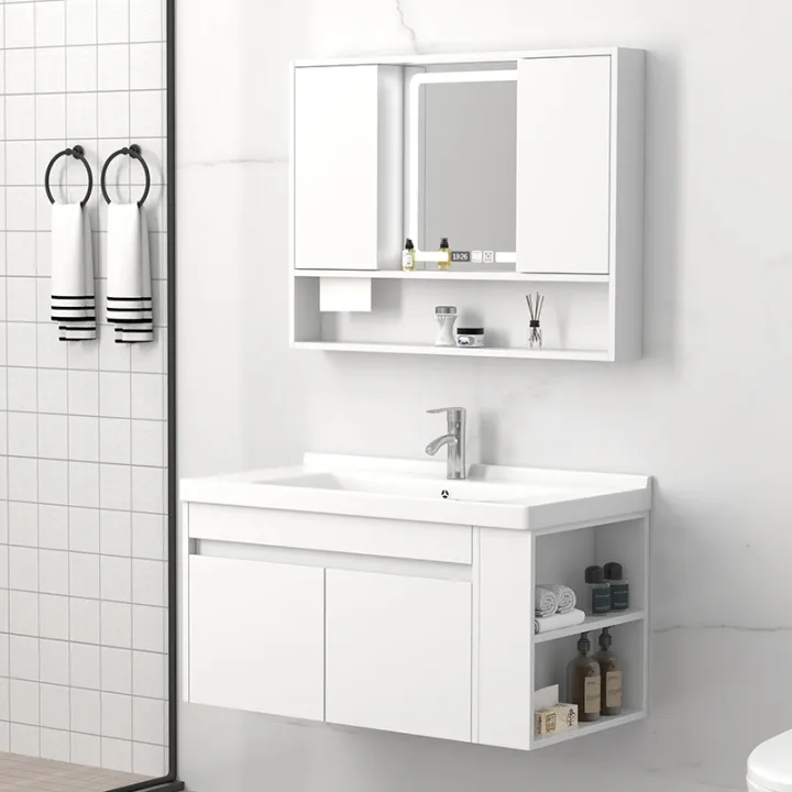 Modern Minimalist Solid Wood Bathroom Basin Cabinet Combination ...