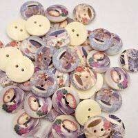 50PCS Vintage Wooden Buttons Cup Pattern For Crafts Scrapbooking Sewing Clothes Button DIY Kid Apparel Supplies Home Decor 20MM Haberdashery