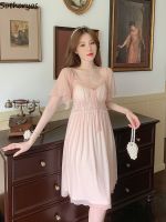 【 WYIN kitchen】 Nightgowns Women Sweet Ladies Summer Feminine Popular 【 WYIN kitchen】Sleepwear Simple Daily Ulzzang Leisure Solid Nightwear Basic Sexy Ins