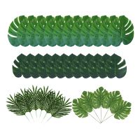 35Pcs Artificial Palm Leaves Tropical Palm Tree Leaves for Wedding Hawaiia Party Jungle Beach Theme Party Table Decor