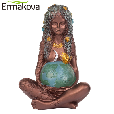 ERMAKOVA Resin Millennial Gaia Statue Mother Earth Goddess Figurine Mothers Day Gift &amp; Home Garden Decoration Figurine