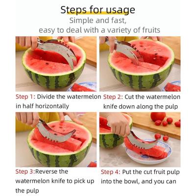 Watermelon Slicer Stainless Steel Cutter Kitchen Fruit Cutter Digger Fruit Divider Watermelon Slicer Tool P4E3