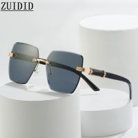 【CC】∈✆  Rimless Sunglasses 2023 Fashion Glasses Luxury Oversized Shades Lunette De Sol Mujer Lentes