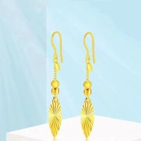 ○✈▽ Genuine gold-colored earrings womens foreign style long gold-plated jewelry jewelry gift young and fashionable new earrings