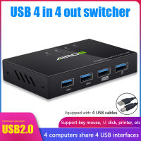 Practical USB Switcher KVM Switch Splitter Box for 4 PC Sharing Printer Keyboard Mouse Compative with Various USB Devices