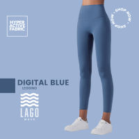 [LAGO Legging] - สีฟ้า Digital Blue กางเกงออกกำลังกาย กางเกงกีฬา ขายาว เลกกิ้ง