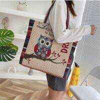 -gh230522g The new fashion folk embroidery cartoon owls canvas bag large capacity cheap laptop bags