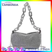 [7 Day Refund Guarantee] Rhinestones Shoulder Bag Diamond Cylinder Women Messenger Handbag (Silver) [Arrive 1-3 Days]