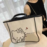 AQUA Japanese Kate Cat Portable Canvas Tote Bag 2023 New Cute Cartoon Large Capacity Mom Versatile