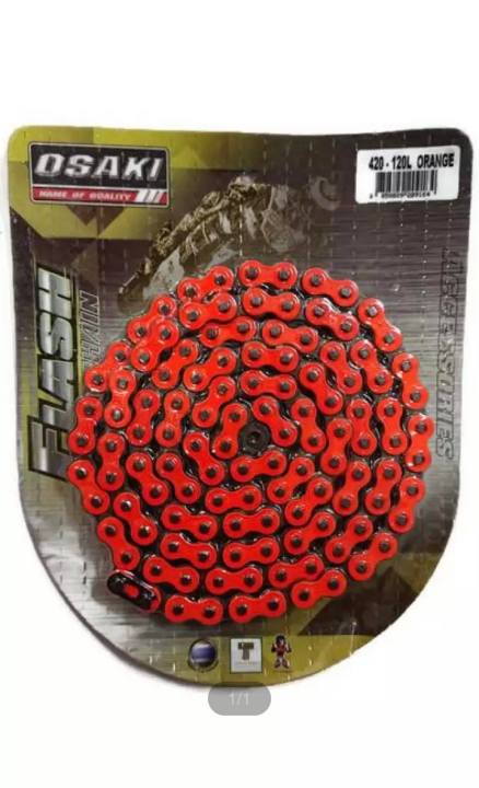 โซ่เลสชุบสี Osaki 420-120L สีส้มสะท้อนแสง