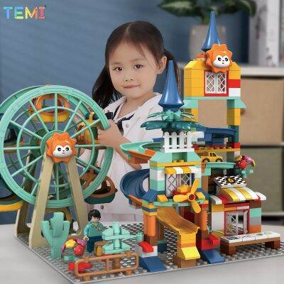 TEMI หินอ่อนวิ่งสถาปัตยกรรมบล็อกรถปราสาทแอคชั่นตัวเลขเพื่อนๆของเล่นเพื่อการศึกษาสำหรับเป็นของขวัญคริสต์มาสสำหรับเด็กชาย