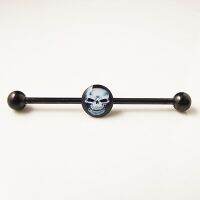 【No-profit】 Gift Pop 1ชิ้นสแตนเลส14G 1.6X38X5Mm EyeSkull อุตสาหกรรม Barbell Skulls แหวนหูเจาะเครื่องประดับ