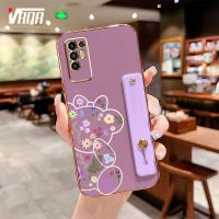 เคสโทรศัพท์หมีน่ารัก VRQR ที่มีขายึดสีเดียวกันสำหรับ Infinix Tecno Pova 2 Neo Pova 3 Pova 4 Pro Tecno Pova Neo LE7n LE6 LE6h LG7n LG6n LG8n เคสกันกระแทกตัวปกป้องกล้องถ่ายรูปซิลิโคนนิ่มฝาหลัง