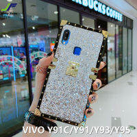 JieFie สำหรับ VIVO Y91C / Y91 / Y93 / Y95 / Y85/V9เคสโทรศัพท์เคสลายกากเพชรโครเมี่ยมเหลี่ยม-กันชนชุบเคสโทรศัพท์สุดหรู