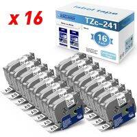 16PK 18มม. สำหรับเทปฉลากบราเดอร์ Tz241 Tzc241สีดำบนสีขาวเข้ากันได้กับ D400พี่ชายเทปเครื่องพิมพ์ Ptouch D450เครื่องพิมพ์ดีด PTH300