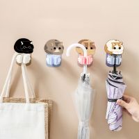 Wall Mounted Hooks Mop Organizer Holder Adhesive Cute Cat Multi Purpose Room Hanger Strong Hooks Kitchen Bathroom Broom Clip