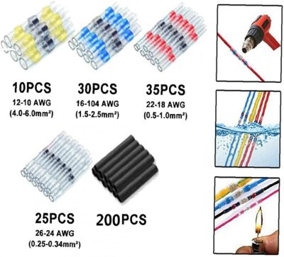 300pcs Solder Seal Wire Connectors Waterproof Heat Shrink Butt Connectors Kit Cable Sleeves Electrical Insulated Splices Solder Electrical Circuitry P