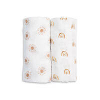 LULUJO ชุดผ้าอ้อมมัสลินคอตตอน ขนาด 100x100 cm. 2  ชิ้น 2-pack Cotton Swaddles - Rainbow / Suns