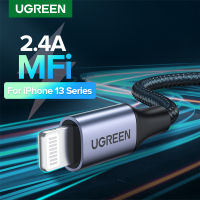 Ugreen MFi USB Cable for 13 12 Pro Max X XR 11 2.4A Fast Charging Lightning Cable USB Data Cable Phone Charger Cable