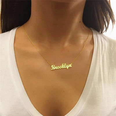 Box Chain Custom Name Necklace Gold Stainless Steel Personalized Nameplate Necklaces For Women Boho Jewelry Christmas Gift 2021