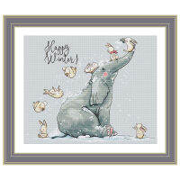 2021Grey Embroidered Cloth Fun New Product Cartoon Fishxx Cross Stitch Kit A3278 Elephant and Bunny Bedroom Decoration Embroidery