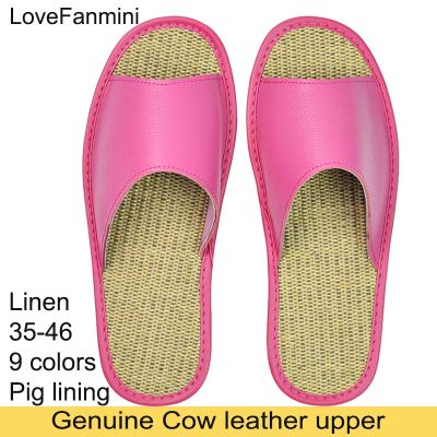 ขายดีที่สุด ioztt2023 - /❀✿✙ Soft Cowhide Leather Slippers Homes indoor summer Cooler men women elderly open toe sandals casual single Slides shoes