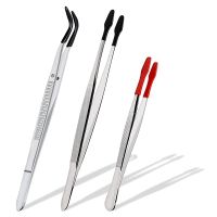 3Pcs Tweezers Precision Set Coated Long Tweezers, for Craft Laboratory Industry Hobby Tweezers Pliers Jewelry Tools