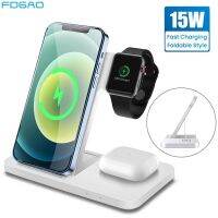 ZZOOI 3 in 1 15W Wireless Charger Dock Station For Airpods Pro Apple iWatch 8 7 SE Fast Charger Stand For iPhone 14 13 12 11 XR XS X 8