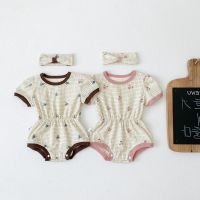 COD DSFERTEREERRE Newborn Baby Girls Floral Plaid Short Sleeve Summer Bodysuit Overalls Clothes