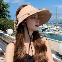 【Hot Sale】 new empty top hat womens summer big edg e sunshade face sunscreen UV Korean version of the trendy all-match sun