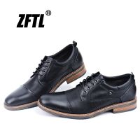 ZFTL New Men dress shoes leather man oxford shoes big size male formal shoes casual men’s business shoes 048