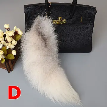 2023 Black Fox Tail Keychain Handbag Tassel Bag Charm Pendant Key