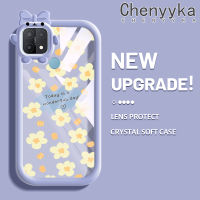 เคส Chenyyka สำหรับ OPPO A15 A35 A15s 4G เคสแฟชั่นดอกไม้เล็กๆน้อยๆมอนสเตอร์โบเคสนิ่มกันกระแทกเคสโทรศัพท์โปร่งใสฝาครอบป้องกันเลนส์กล้องถ่ายรูปซิลิกาเจล TPU