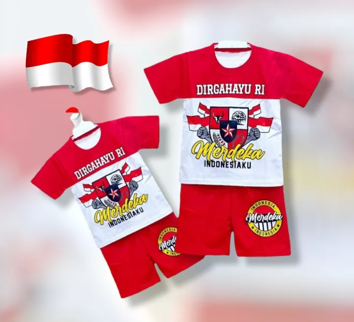 BAJU ANAK SPESIAL HUT RI KE 77-STELAN MERAH PUTIH ANAK BERGAMBAR//BAJU ...