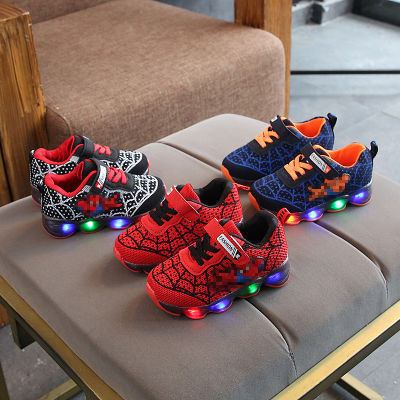 รองเท้าเด็ก, รองเท้าผ้าใบสำหรับเด็กชายและหญิง, 2023 ฤดูใบไม้ผลิและฤดูใบไม้ร่วงใหม่เกาหลีรุ่นตาข่ายเดียวรองเท้าเรืองแสง LED, รองเท้าเด็ก 1-9 ปี V8BS