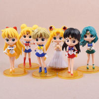 A6pcsชุดอะนิเมะ Q Posket น่ารัก Tsukino Usagi PVC อะนิเมะชุดแต่งงานตุ๊กตาสะสม Q รุ่นของเล่นวันเกิด GiftM