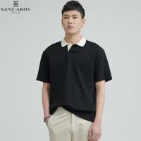 【Ready】? Saint-Girardin summer new color contrast lapel knitted short-sleeved polo shirt mens trendy brand loose mens t-shirt suit