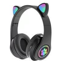 1 Piece B39 Cute Ears Gaming Headphones Stereo Music Foldable Headset with Mic (Black)