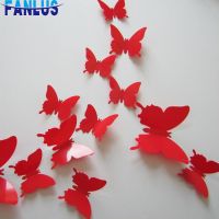 New 12Pcs double layer 3D butterfly wall stickers on the wall home decoration butterfly decoration magnet refrigerator magnet