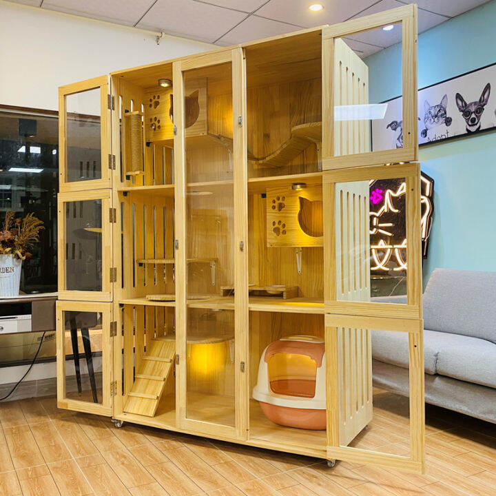 Villa solid wood luxury cat house cat cage cat display cat