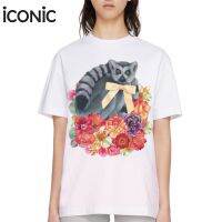 iCONiC LEMUR T-SHIRT #5654 เสื้อยืด พิมพ์ลาย  ลีเมอร์ ดอกไม้ ติดโบว์ เสื้อผ้าผู้หญิง เสื้อยืดผญ เสื้อยืดผช เสื้อยืดแฟชั่น เสื้อยืดขาว