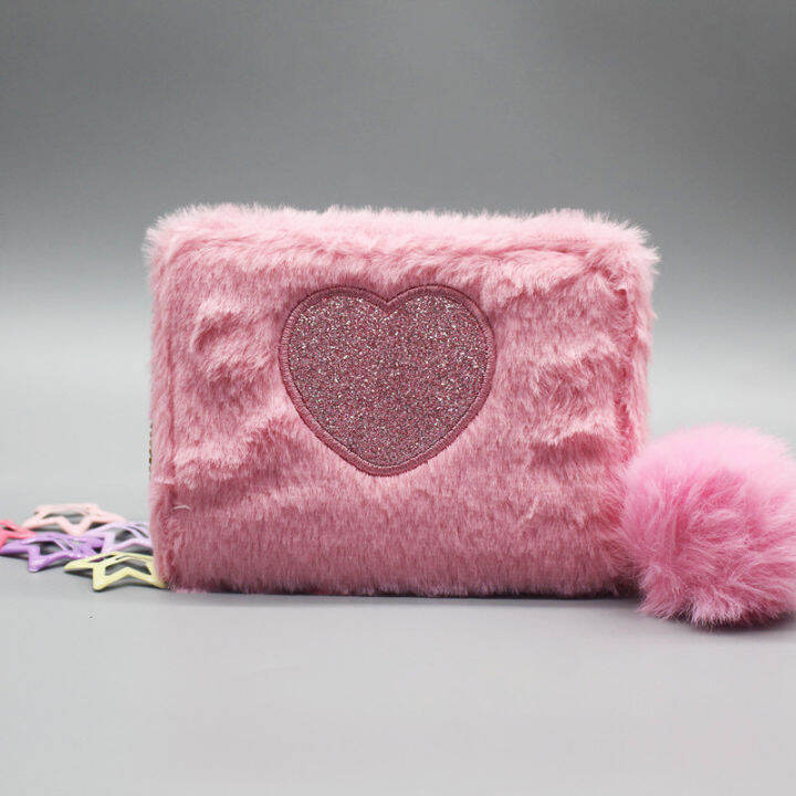 womens-short-wallet-money-bags-for-women-kawai-plush-wallet-heart-shaped-coin-pouch-zipper-coin-purse