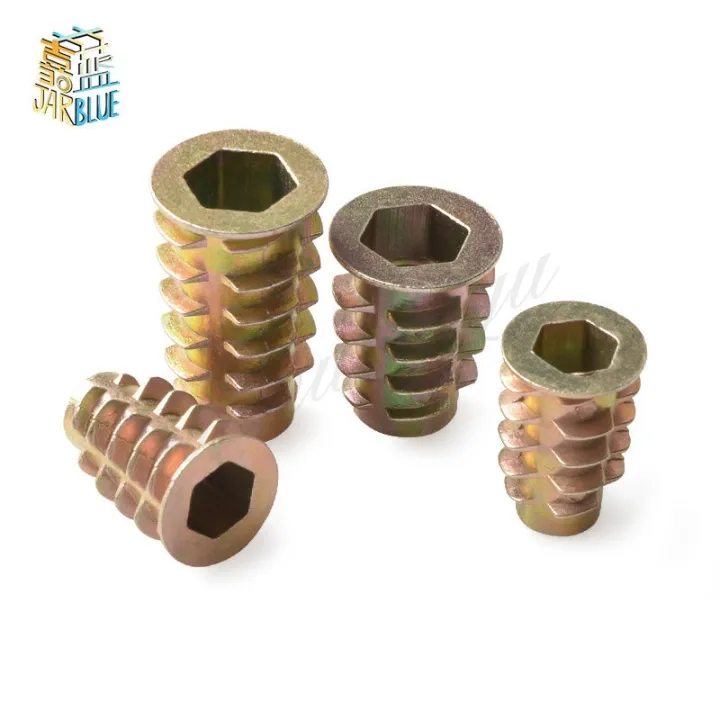 10-20-30-50pcs-m4-m5-m6-m8-m10-seng-alloy-thread-untuk-kayu-insert-nut-bergelang-hex-drive-kepala-furniture-kacang