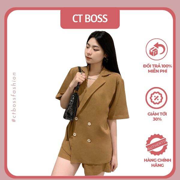 Sét Blazer áo Vest nữ cộc tay mix quần short nữ đùi Hàn Quốc Đồ bộ