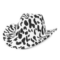 New Hot Double-Sided Cow Patten Top Hat WomenS Hat Rolled-Brim Fedora Hat Western Cowboy Jazz Hat