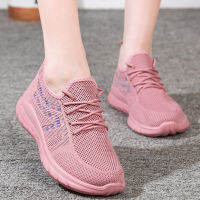 2021Womens Casual Shoes Mesh Autumn Breathable Sports Shoes Lace-up Spring Womens Flat Knit Womens Shoes Vulcanized Shoes