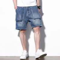 CODyx648 2020 New Summer Mens Denim Shorts Big Size Multi Pocket Casual Loose Japanese Jean Short Male Brand Cargo Shorts For Men Blue