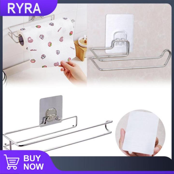 storage-racks-paper-towel-rack-stainless-steel-tissue-paper-storage-rack-reinforced-bracket-punch-free-toilet-roll-paper-rack-bathroom-counter-storage